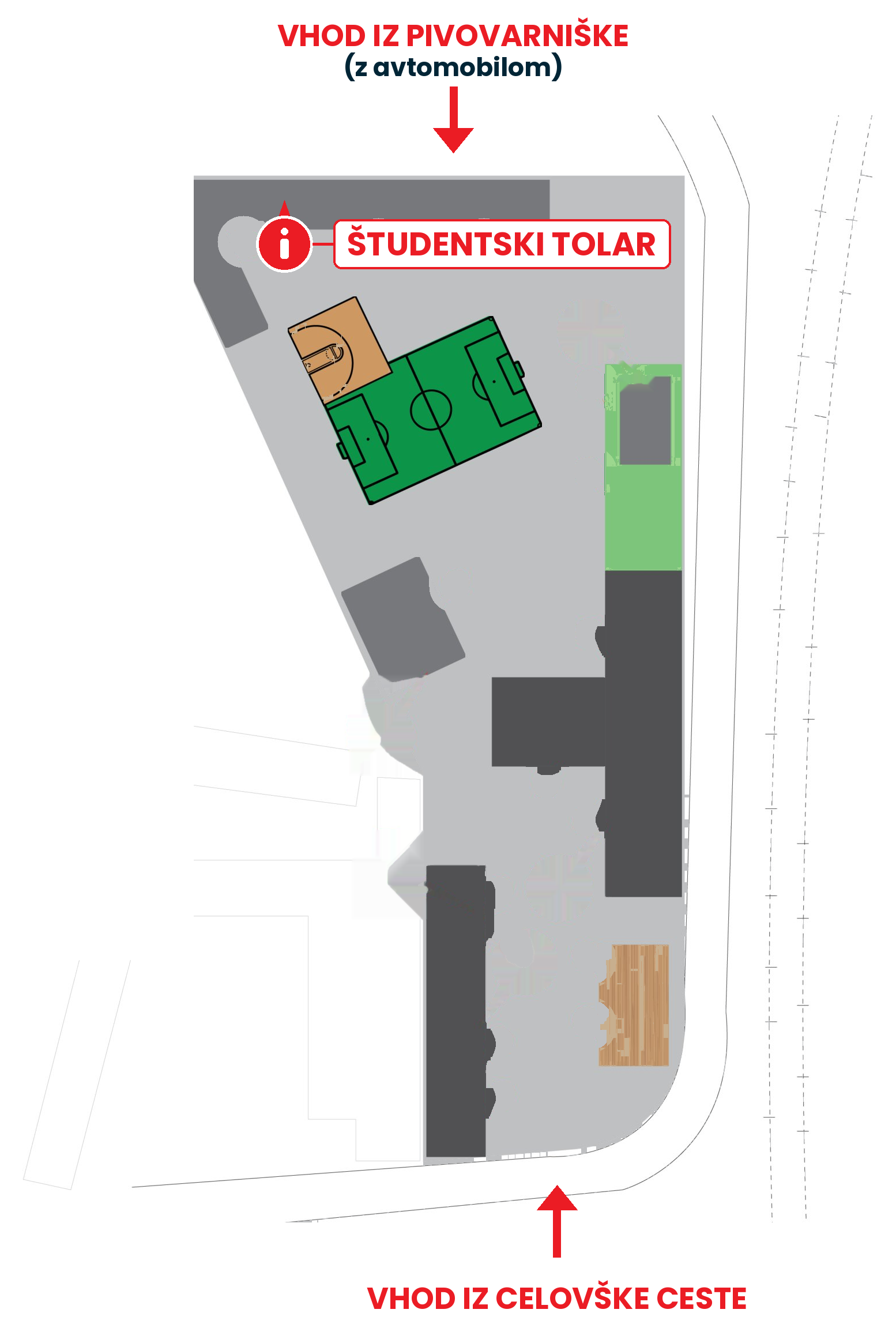Zemljevid Kampusa z označeno lokacijo Študentskega tolarja