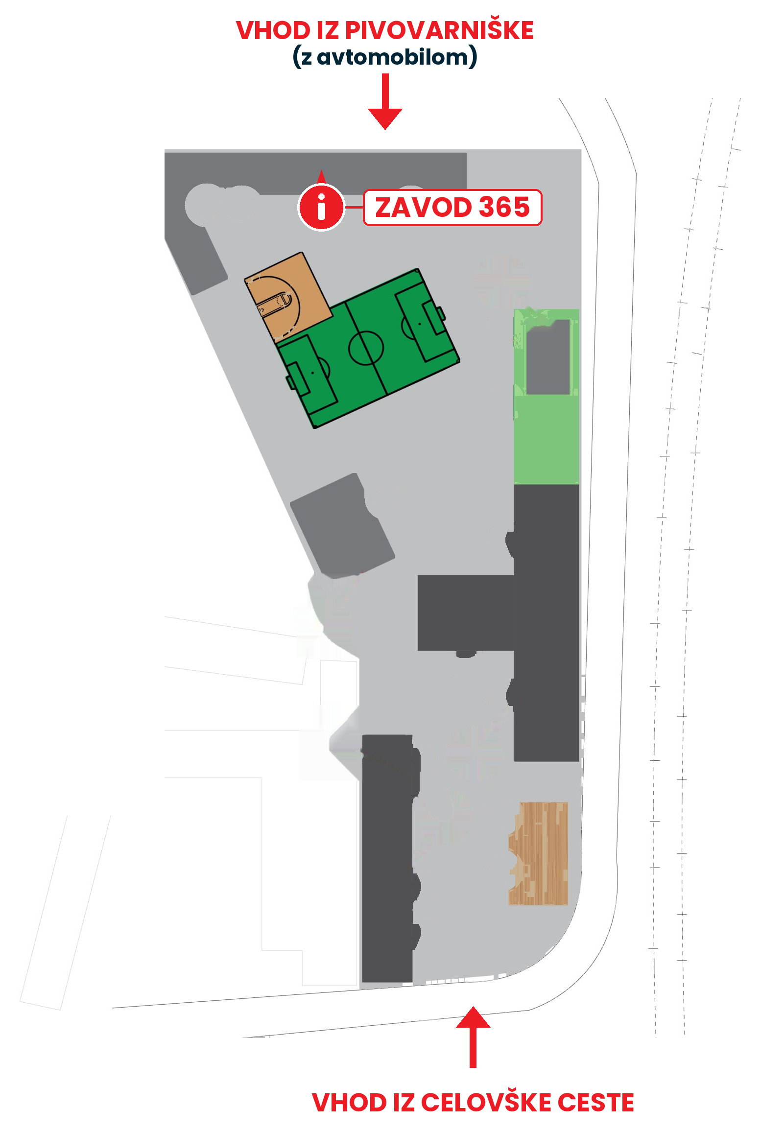 Zemljevid Kampusa z označeno lokacijo Zavoda 365